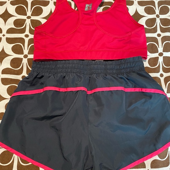Cute Workout outfit!Hot Pink Nike sports bra. Pink and grey danskin shorts. - Picture 2 of 6